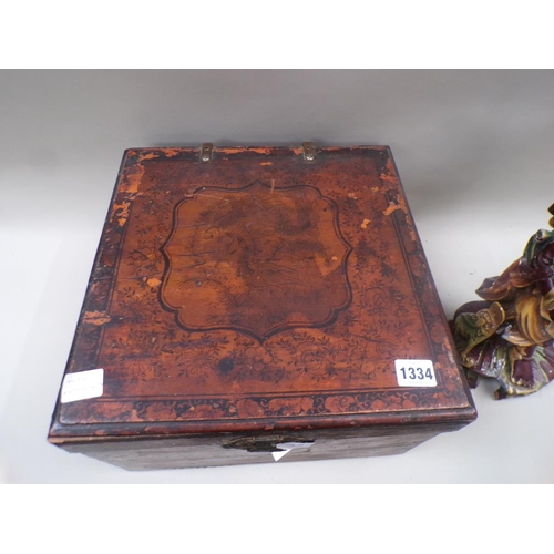 1334 - 19C CHINESE LACQUERED BOX, COMPOSITE FIGURE OF HOTEI, TWO BOXES OF FIVE PRINTING BLOCKS