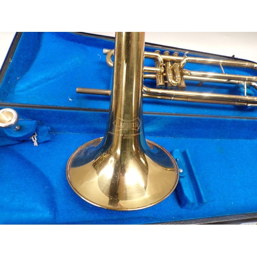 1400 - LAFLEUR BRASS TROMBONE RETAILED BY BOOSEY & HAWKES, LONDON IN CASE