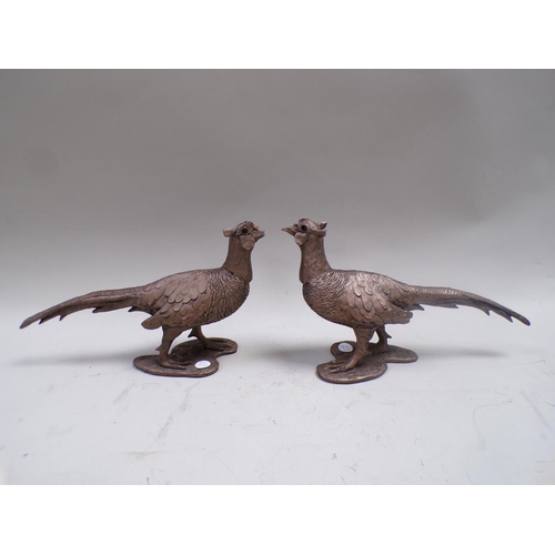 1433 - PAIR OF BRONZE PHEASANTS