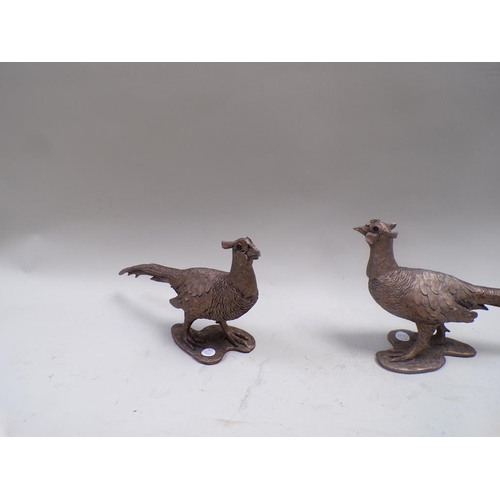 1433 - PAIR OF BRONZE PHEASANTS