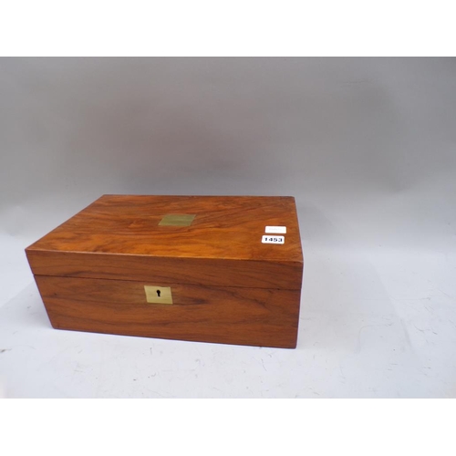 1453 - FIGURED WALNUT WRITING BOX 40cms W