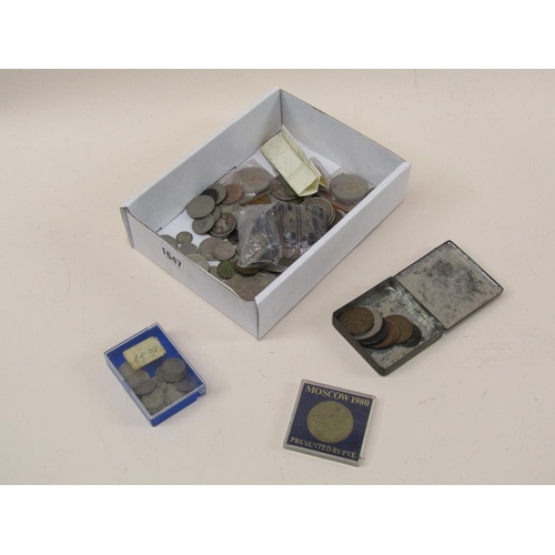 1647 - BOX OF MIXED COINS TO INC. SILVER, COPPER, ETC