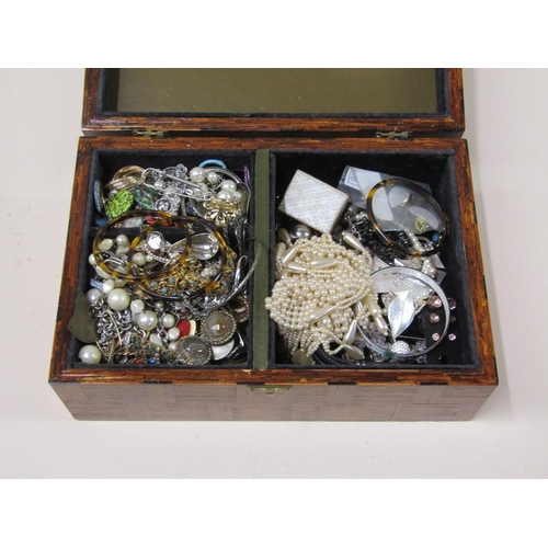 1665 - WOODEN JEWELLERY BOX AND CONTENTS TO INC. BANGLES, NECKLACES ETC