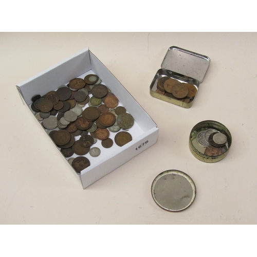 1676 - MIXED COINS, COPPER AND SILVER ETC.