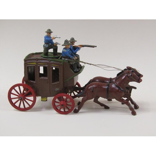 1684 - JO HILL AND CO. MINIATURE STAGECOACH PLUS COWBOYS AND INDIANS