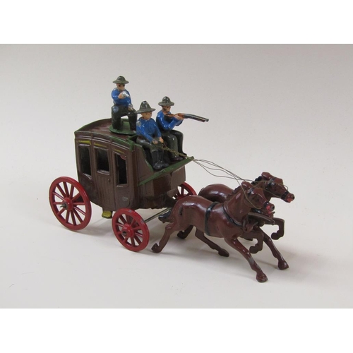 1684 - JO HILL AND CO. MINIATURE STAGECOACH PLUS COWBOYS AND INDIANS