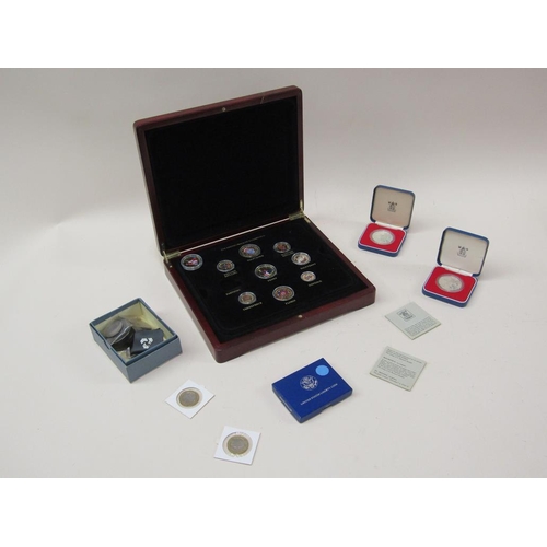 1686 - BOX OF MIXED COMMEMORATIVE AND OTHER COINS TO INC. 1898 HALF CROWN PLUS UNITED STATES LIBERTY COINS,... 