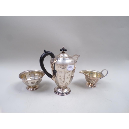 1699 - VINERS THREE PIECE SILVER TEASET 20.2ozt