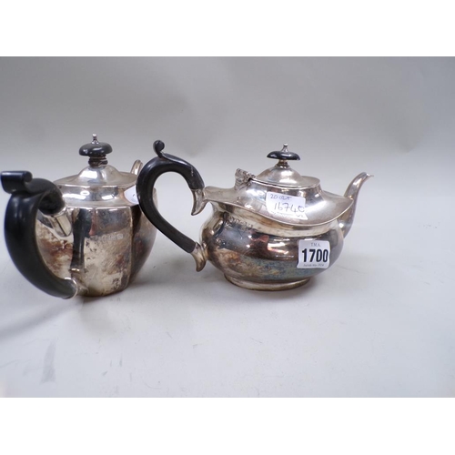 1700 - TWO SMALL SILVER TEAPOTS 20ozt