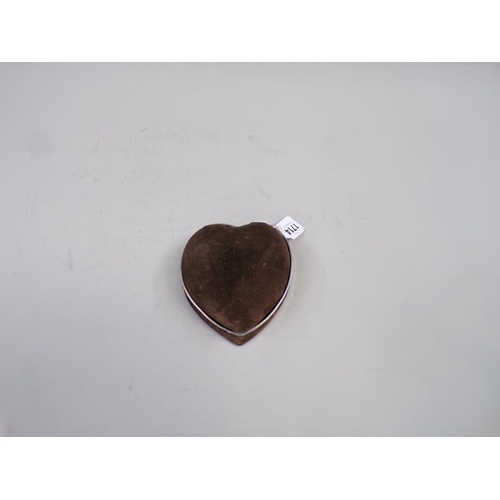 1714 - HEART SHAPED SILVER MOUNTED PIN BOX DATED 1895