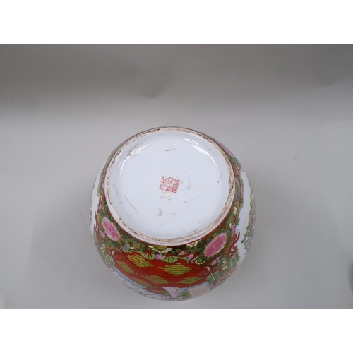 1821 - ORIENTAL FAMILLE ROSE GINGER JAR AND COVER, 33CM H