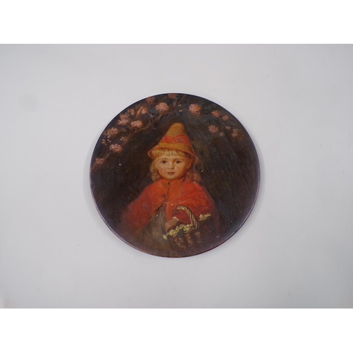 1822 - EUROPEAN TERRACOTTA HAND PAINTED PORTRAIT PLATE, 29CM DAIM