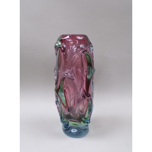 1825 - CZECHOSOLVAKIAN ART GLASS VASE, 34CM H