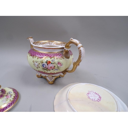 1844 - EARLY 19C SPODE TEAPOT AND STAND, A/F - TEAPOT 16CM H