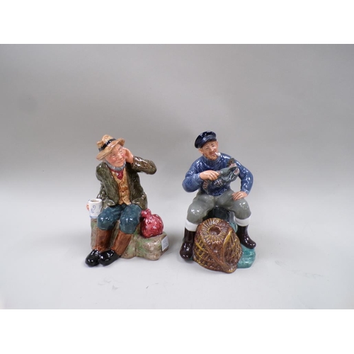 1845 - TWO ROYAL DOULTON FIGURES - LOBSTER MAN & OWD WILLUM - LARGEST 17CM H