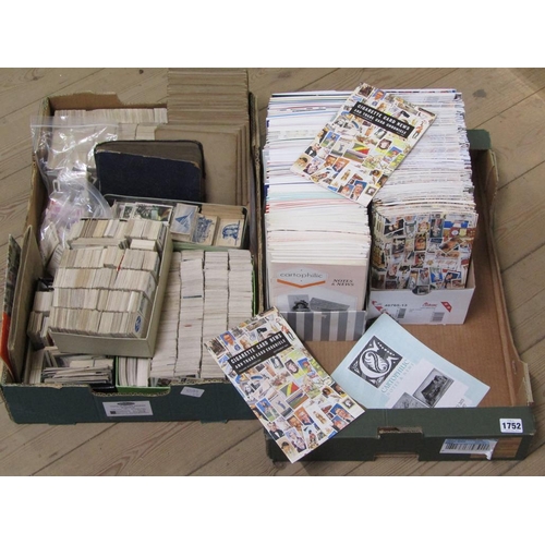 1752 - TWO BOXES OF TEA AND CIGARETTE CARDS PLUS CARD COLLECTORS MAGAZINES