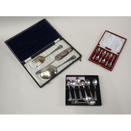 1758 - BOX OF MIXED SILVER PLATED TRAYS, CUTLERY, TANKARDS ETC.