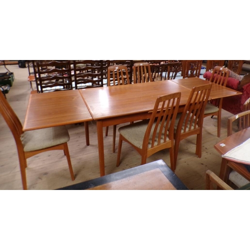 1923 - 1960/70 DANISH TEAK EXTENDING DINING TABLE (226cms L EXTENDED) TOGETHER WITH A SET OF SIX SWEDISH TE... 