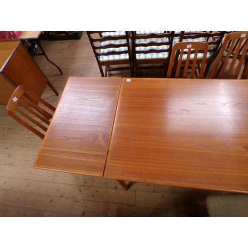 1923 - 1960/70 DANISH TEAK EXTENDING DINING TABLE (226cms L EXTENDED) TOGETHER WITH A SET OF SIX SWEDISH TE... 