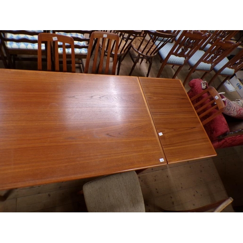 1923 - 1960/70 DANISH TEAK EXTENDING DINING TABLE (226cms L EXTENDED) TOGETHER WITH A SET OF SIX SWEDISH TE... 