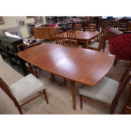 1928 - 1960/70 TEAK DINING TABLE (132 x 74 cms) WITH FOUR UPHOSTERED SEAT CHAIRS