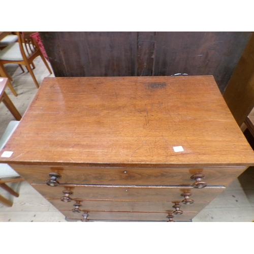 1932 - 19c MAHOGANY CHEST OF FOUR LONG DRAWERS 91 x 93 cms