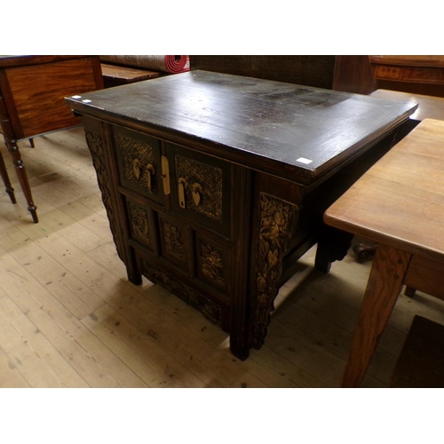 1946 - ORIENTAL OAK CUPBOARD 109 x 84 cms