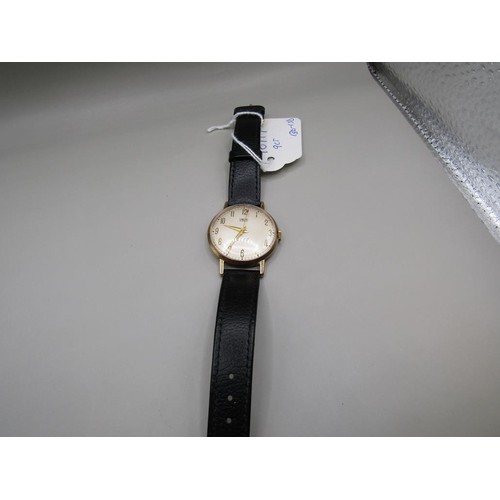 1507 - SMITHS EVEREST 9ct GOLD GENTS WATCH ON LEATHER STRAP