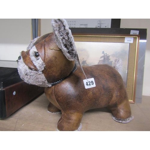 429 - FAUX LEATHER DOG DOORSTOP