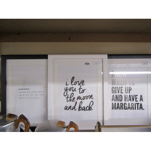 434 - THREE BLACK ON WHITE F/G SIGNS