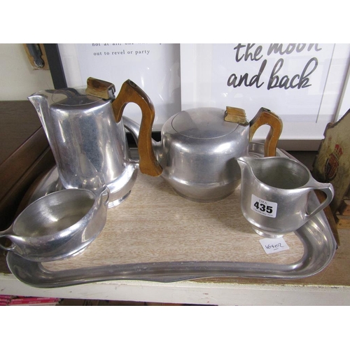 435 - PICQUOT WARE FOUR PIECE TEA SERVICE AND TRAY