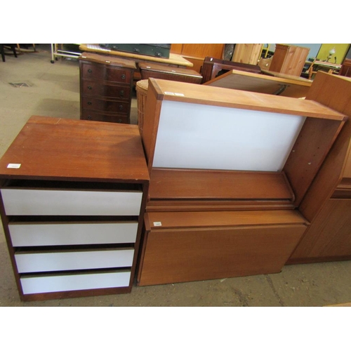 805 - TEAK CHEST, TWO CUPBOARDS