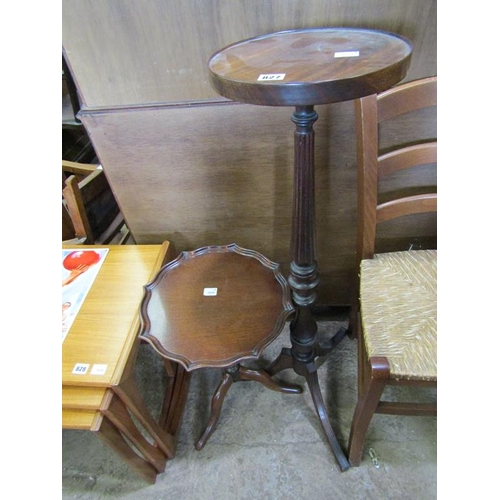 827 - PLANT STAND AND A TRIPOD TABLE