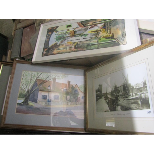 444 - COLLECTION OF MISC. OIL PAINTINGS, WATERCOLOURS AND PRINTS INC. ALBRECHT DURER PRINT OF THE HARE