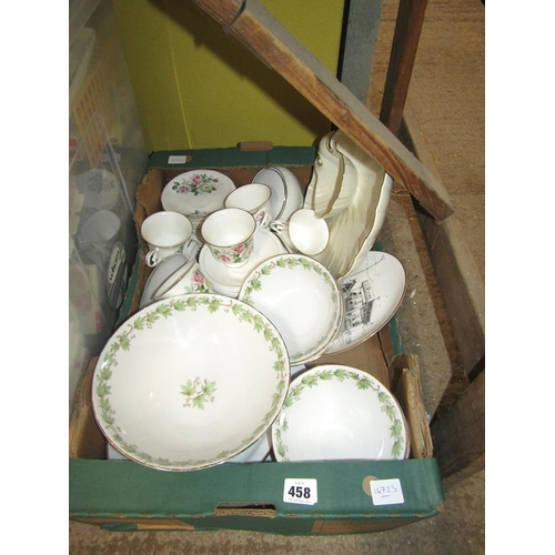 458 - BOX MIXED CERAMICS, FRUITBOWLS, CUPS, SAUCERS ETC