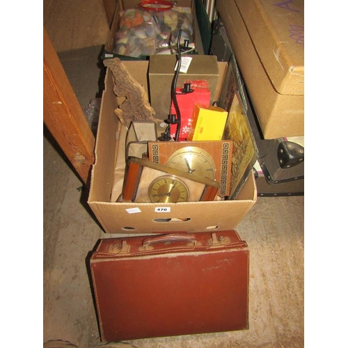 470 - BOX OF CLOCKS AND OTHER MISC.