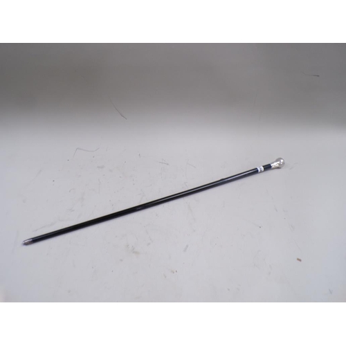 1440 - SILVER KNOB HANDLE EBONISED WALKING CANE