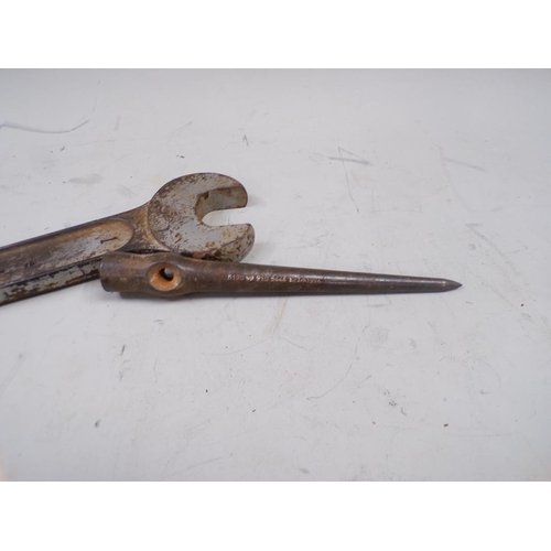 1454 - LARGE BSA SPANNER 1 PICK, PAIR OF STILSONS AND A CARPET FITTERS STRETCHER