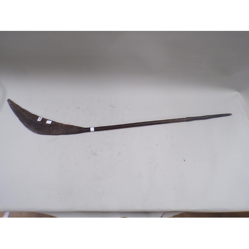 1428 - TRIBAL CARVED WOODEN WEAPON IN THE FORM OF AN OAR 163cms L