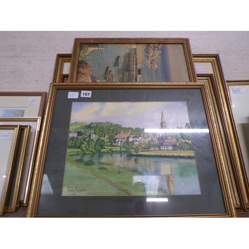 157 - COLLECTION OF FRAMED WATERCOLOURS AND PRINTS - COASTAL AND RIVERSCAPE