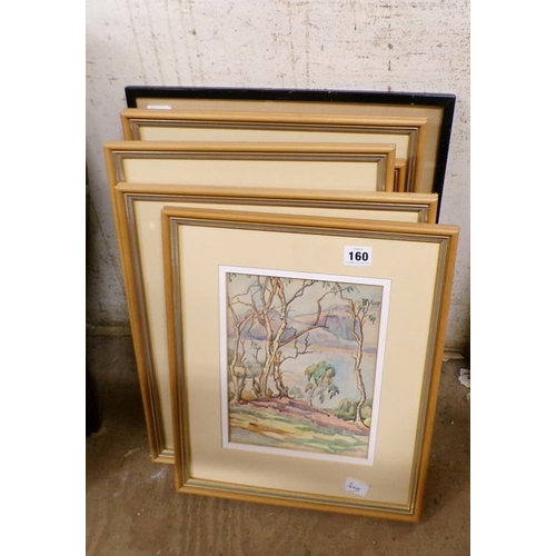 160 - COLLECTION OF FRAMED WATERCOLOURS, B&W ETCHING