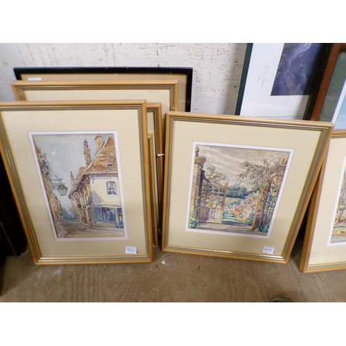 160 - COLLECTION OF FRAMED WATERCOLOURS, B&W ETCHING