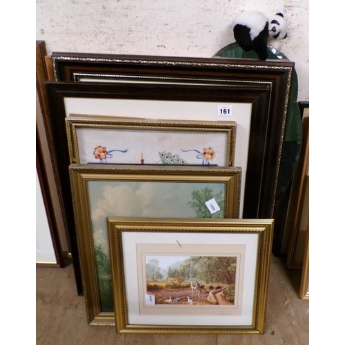 161 - FRAMED PRINTS, NEEDLEWORKS ETC