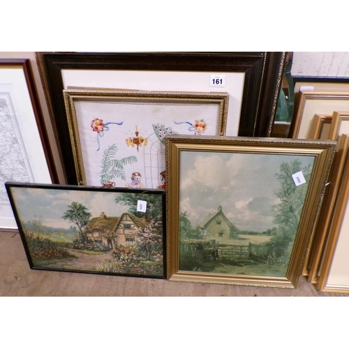 161 - FRAMED PRINTS, NEEDLEWORKS ETC