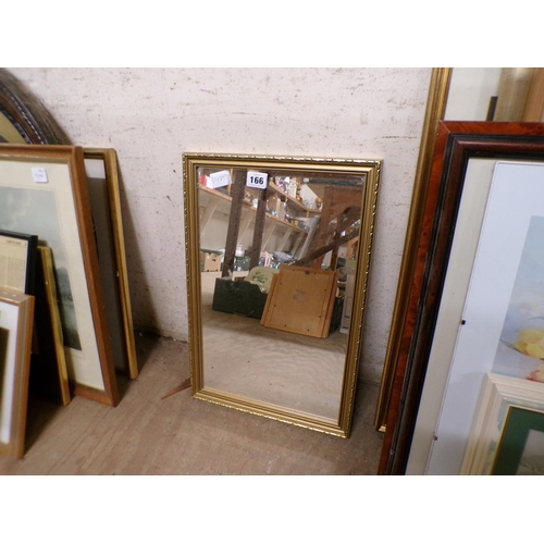 166 - FRAMED PRINTS, GILT MIRROR