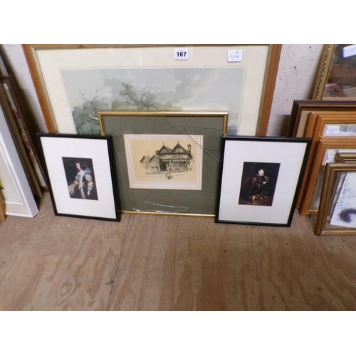 167 - QTY OF FRAMED PICTURES AND PRINTS ETC