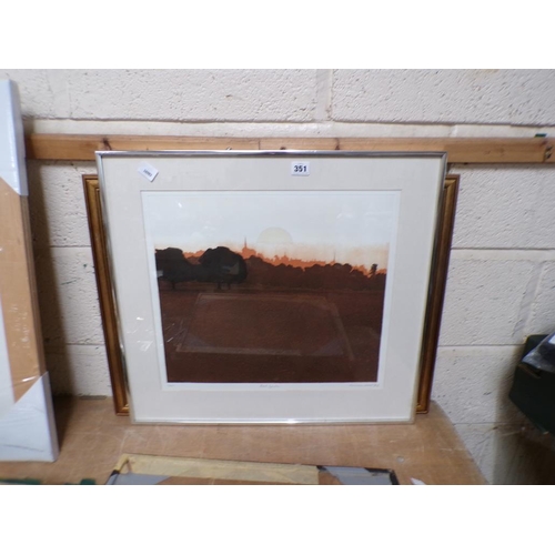 351 - QTY OF FRAMED PRINTS, ENGRAVINGS AND ETCHINGS