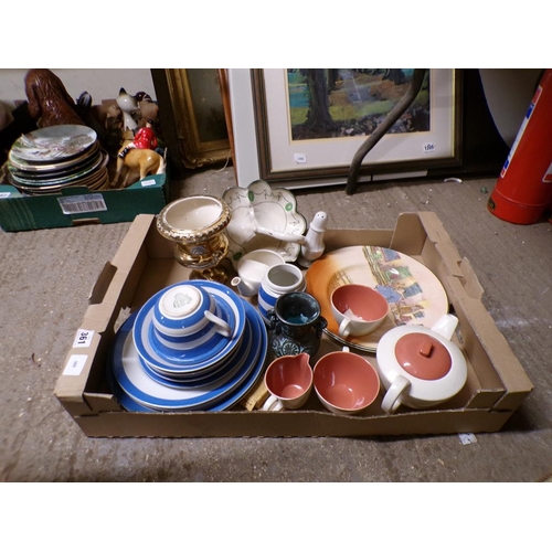 361 - BOX OF MIXED CERAMICS TO INL TG GREEN CORNISHWARE