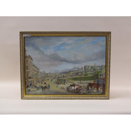 1201 - MONO E.D.Y 1825 - PRINCES STREET, EDINBURGH, SIGNED OIL ON CANVAS, FRAMED, 55CM X 75CM