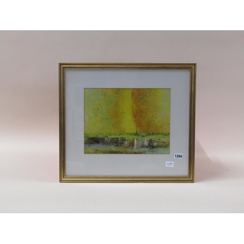 1204 - GABRIELE BELLOCQ - FIGURES ON A BEACH, SIGNED IMPRESSIONIST PASTEL, F/G, 24CM X 31CM